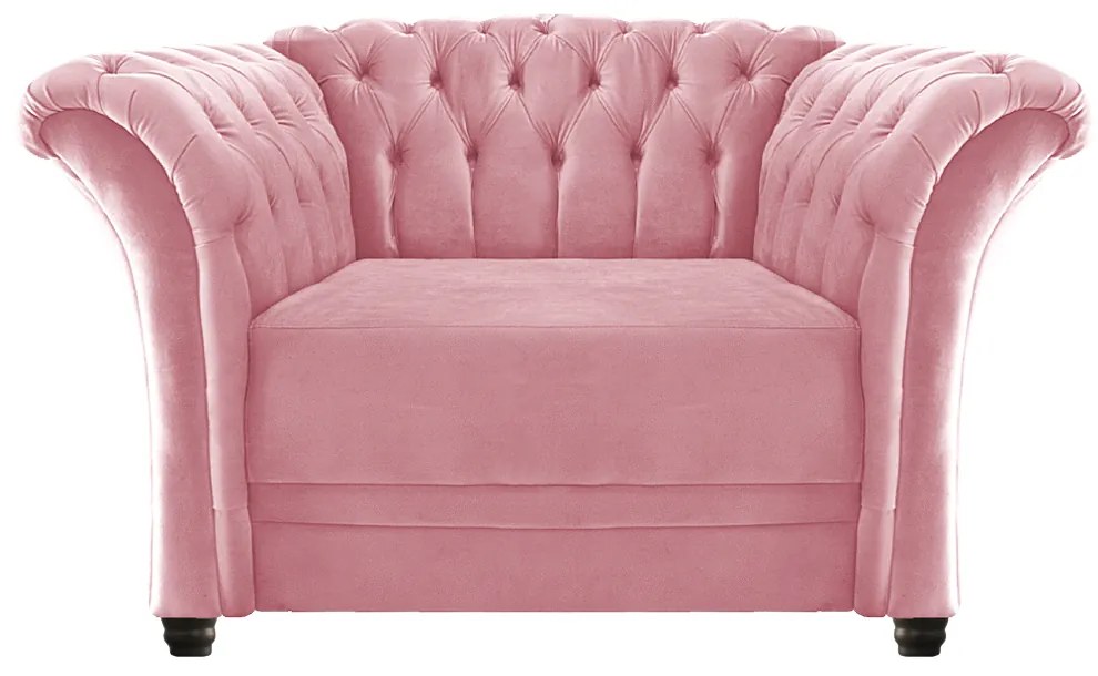 Poltrona Decorativa Chesterfield Sofia Suede Rosa Bebê - ADJ Decor