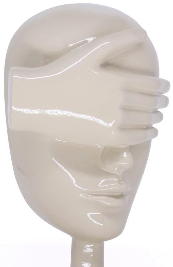 Escultura Decorativa Máscara Cego Em Cerâmica Nude 25x15x14 Cm - D'Rossi