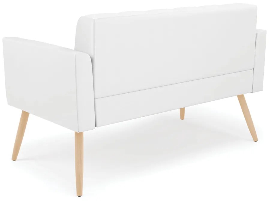 Sofá Namoradeira Elisa Corino Pés Palito Natural D03 - D'Rossi - Branco