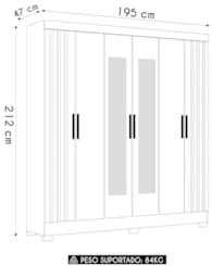 Guarda Roupa Casal 195cm Espelho Ripado Arlon Z17 Freijó - Mpozenato