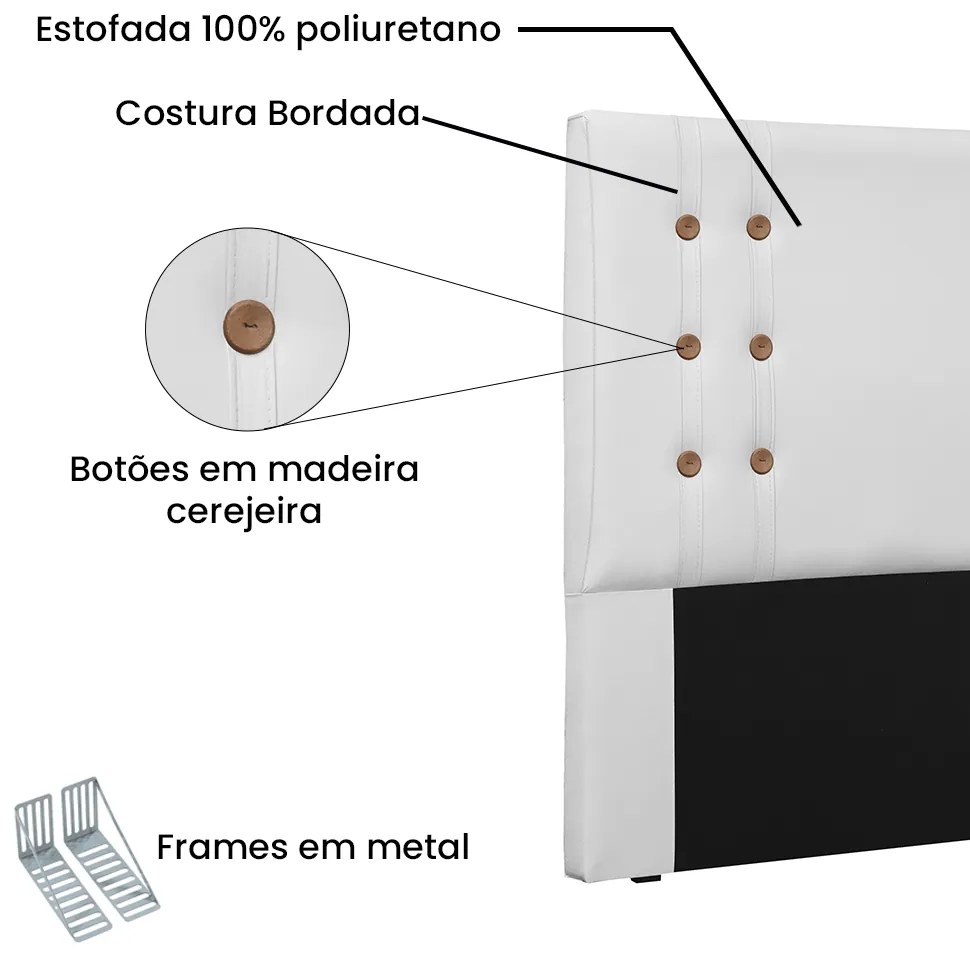 Cabeceira Cama Box Casal Queen 160cm Gênova Corano Branco - Sheep Estofados - Branco