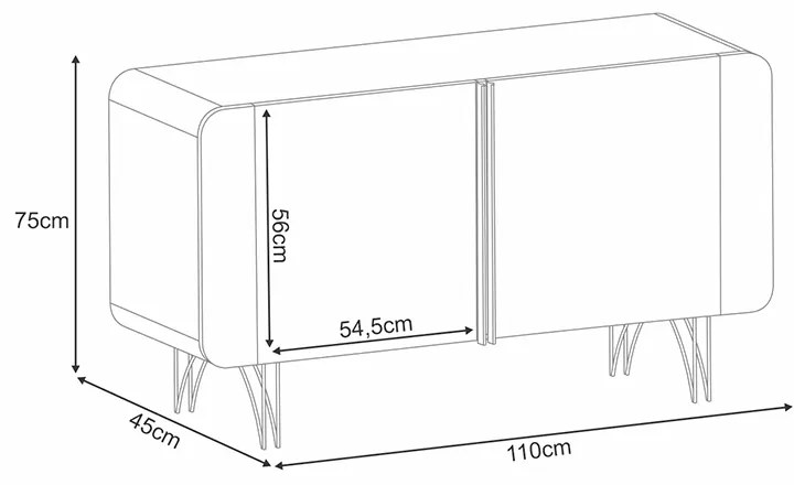 Balcão Aparador Buffet Pé Metal Lossy Off White/Cinamomo H01 - D'Rossi