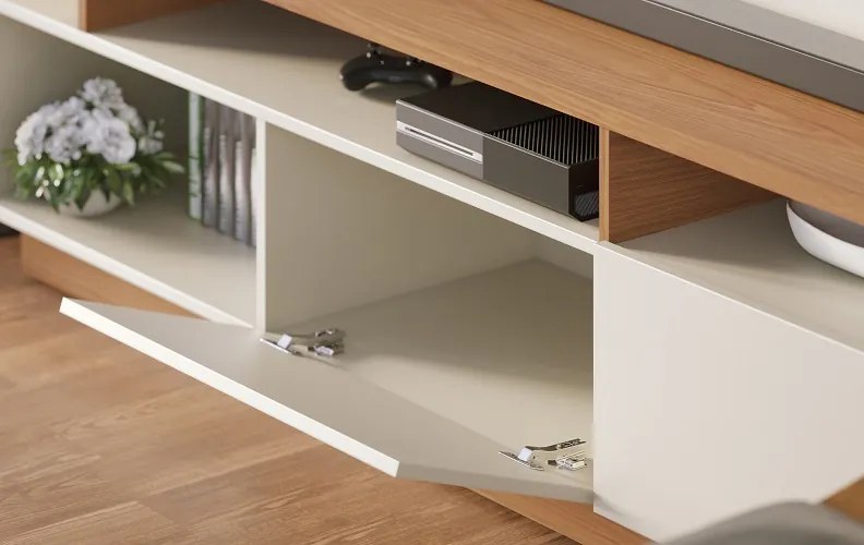 Home Theater Humaita Off White Matte/Freijó - Colibri Móveis