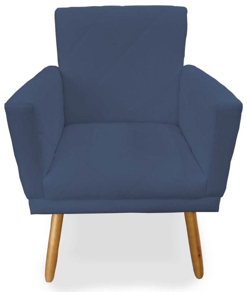 Poltrona Decorativa Lívia Pés Palito Suede Azul - Sheep Estofados - Azul escuro