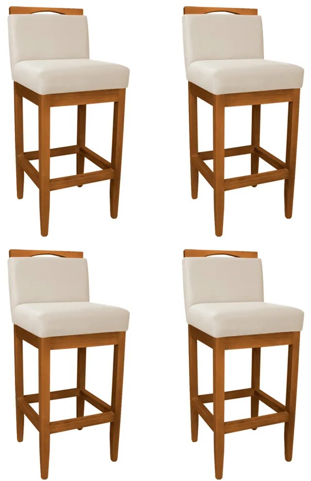 Kit 4 Banquetas Decorativa Elis Veludo Bege