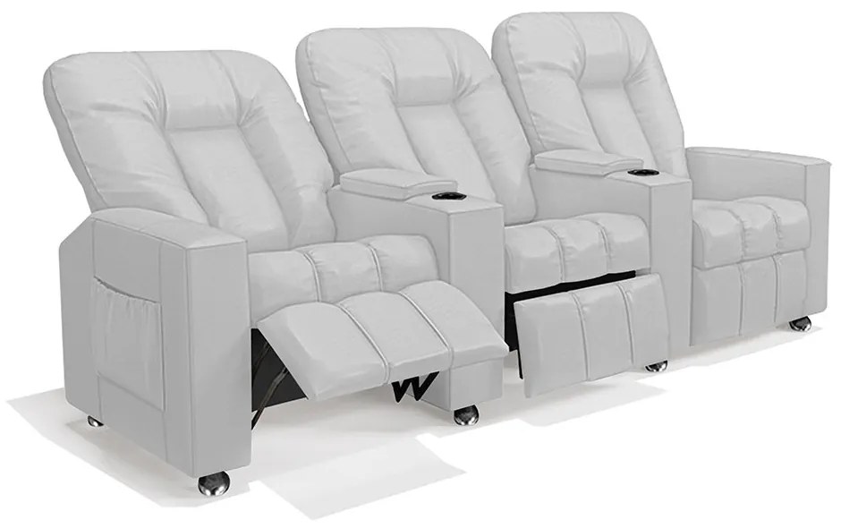 Poltrona Reclinável 3 lugares para Sala de Cinema Pequim PU Branco G23 - Gran Belo