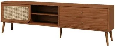 Rack para TV 220cm Até 60 Polegadas 2 Gavetas 1 Porta Curve Pinhão com Palha Dalla Costa