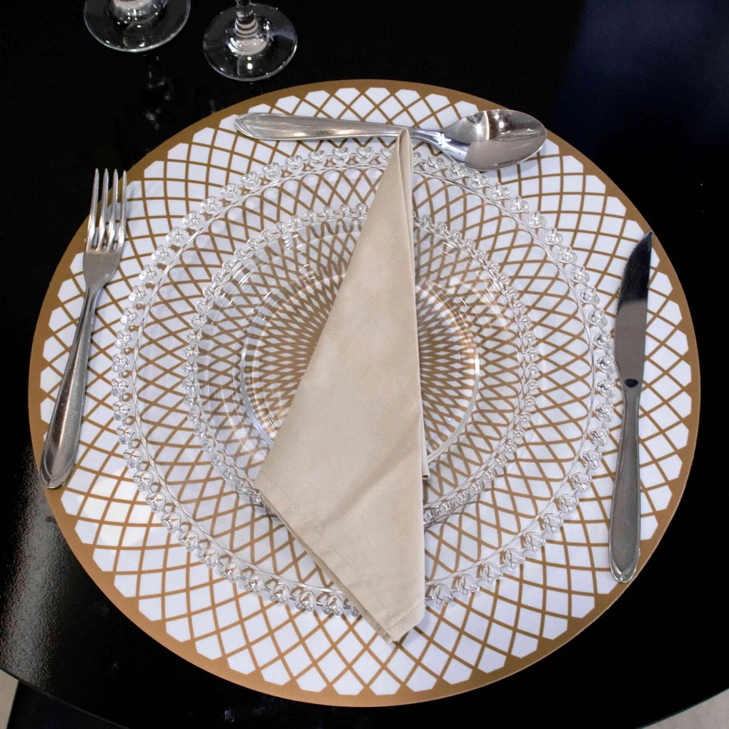 Jogo Americano Redondo de Plástico 1 Unidade Mandala Rosê 38cm F01 - D'Rossi