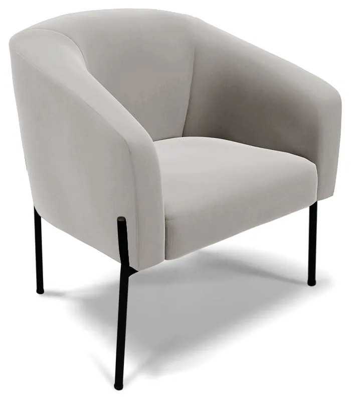 Poltrona Decorativa Pé de Ferro Preto Stella Veludo D03 - D'Rossi - Cinza