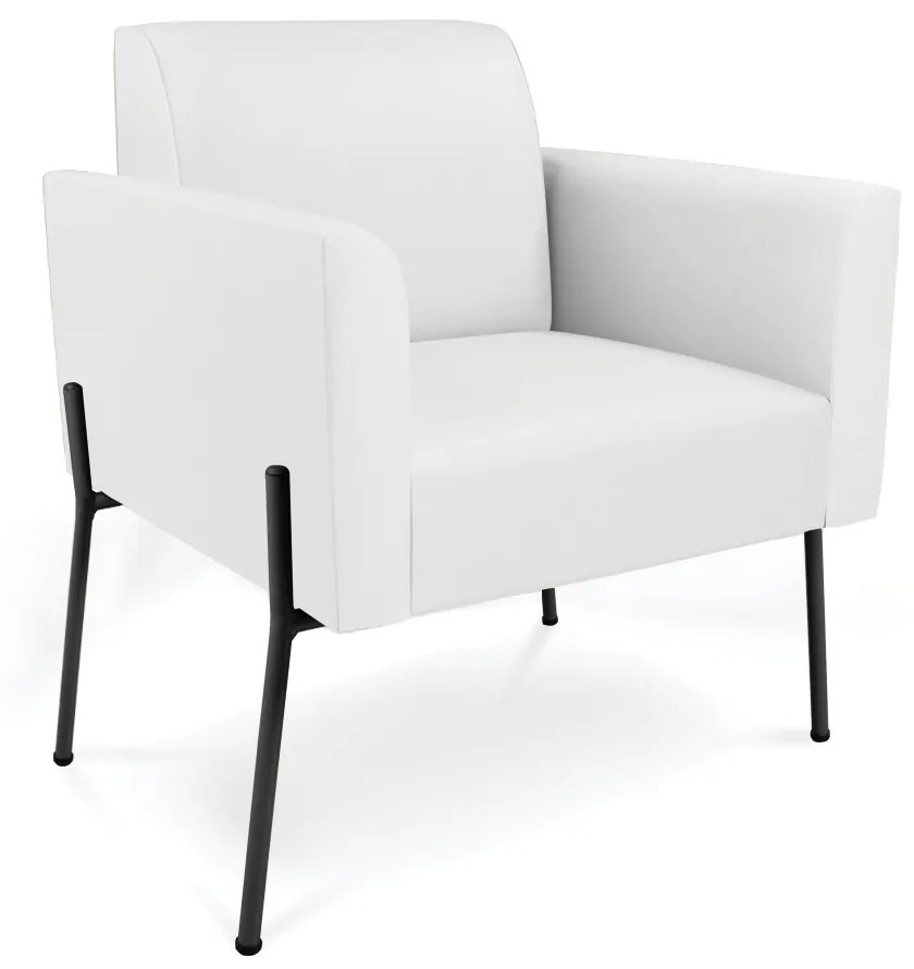 Poltrona Pé de Ferro Preto para Recepção Marisa Corino D03 - D'Rossi - Branco