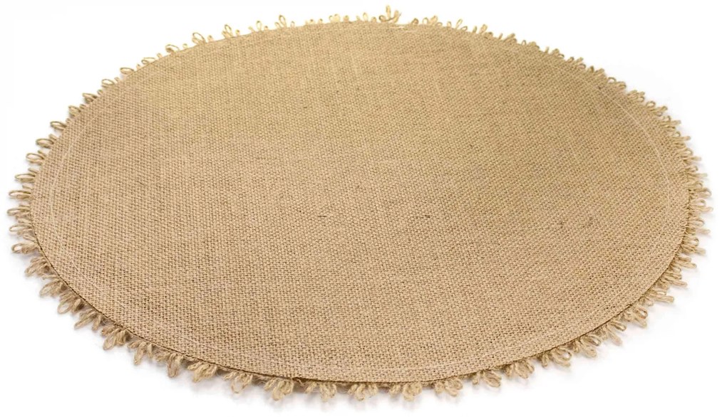 Jogo Americano Redondo Natalino 1 Unidade Tecido Juta 39cm Borda Trançada Bege F04 - D'Rossi