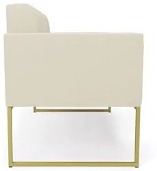 Sofá Namoradeira e 2 Poltronas Base Industrial Dourado Ana Linho Bege