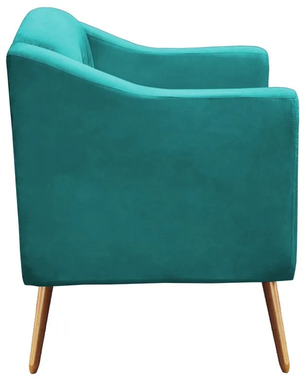 Kit Namoradeira + 2 Poltronas Bruna Pé Palito Suede Azul Tiffany