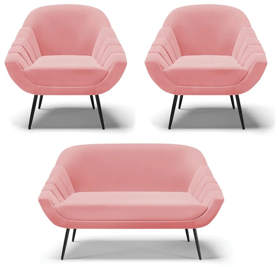 Kit 01 Namoradeira 02 Lugares e 02 Poltronas Giovana Suede Pés Palito De Ferro D01 - D'Rossi


 - Rose