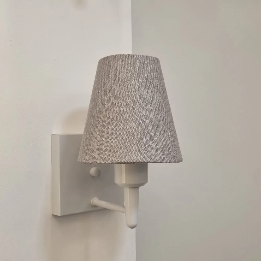 Arandela Quadrada Md-2034 Branco Cúpula em Tecido Cone Rustico Cinza - Bivolt