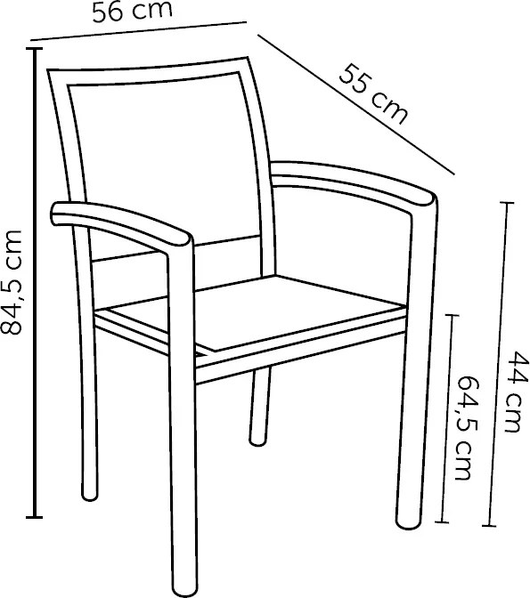Kit 3 Cadeiras Área Externa com Tela Mesh Mangue de Alumínio Amêndoa/Bege G56 - Gran Belo
