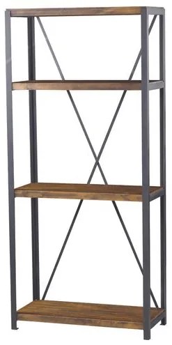 Estante Houston Madeira Rustic Brown Estrutura em Grafite 179cm -38373 Sun House