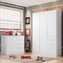 Guarda Roupa Infantil 3 Portas 4 Gavetas Lilly Z39 Branco - Mpozenato