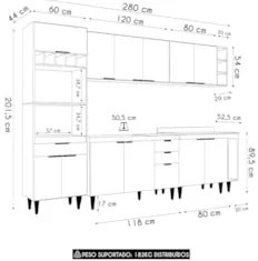 Armário de Cozinha CP07 Com Pia 120cm Pérola Z34 Branco - Mpozenat