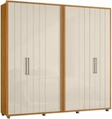 Guarda Roupa Casal 250cm Com 6 Portas Vibe Off/Cinamomo Z10 - Mpozenat