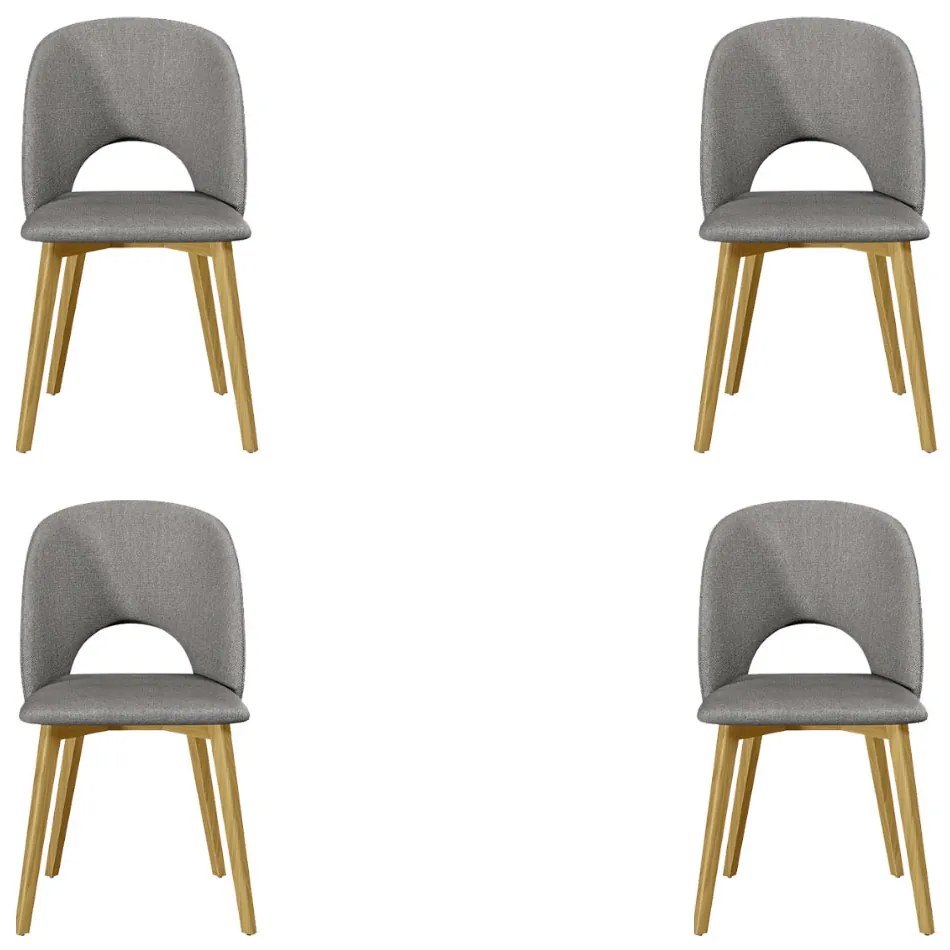 Kit 4 Cadeiras Decorativas Sala de Jantar Madeira Maciça Hadassa Linho Cinza/Freijó G13 - Gran Belo
