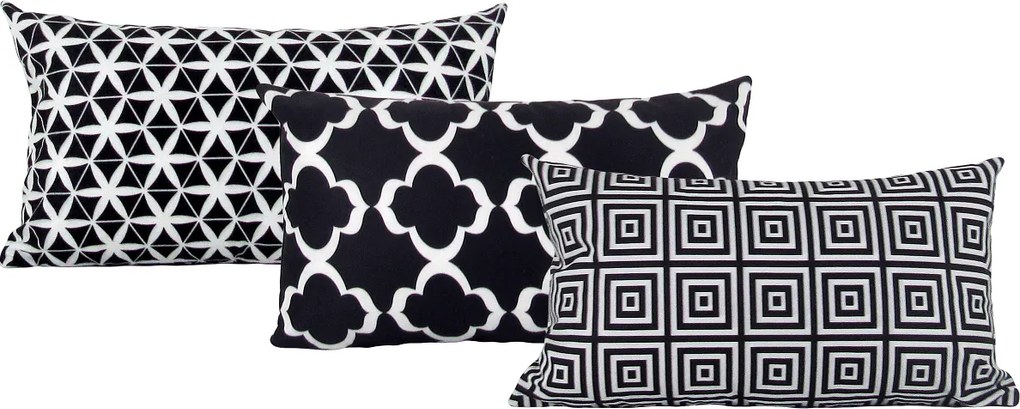 3 Capas Almofada Confort Veludo Preto 30x50cm