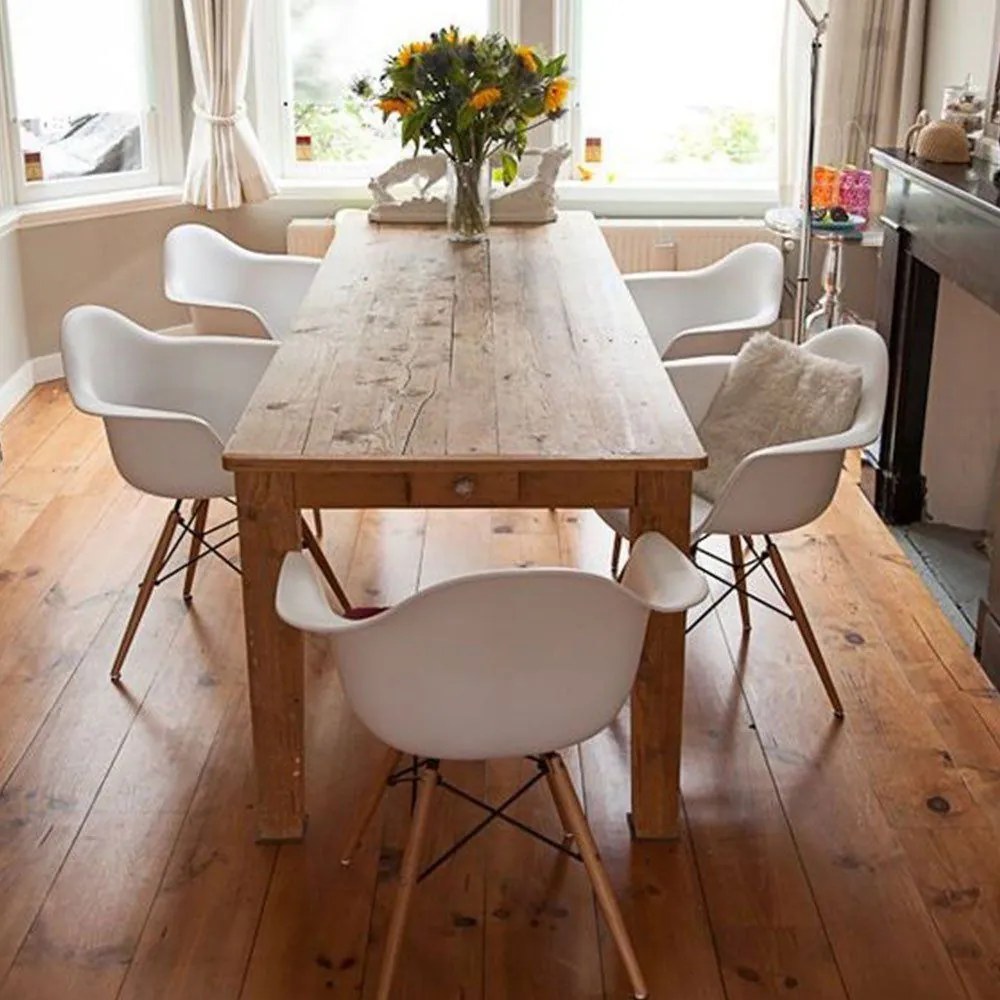 Cadeira Melbourne Eiffel Charles Eames Branco Base Madeira - D'Rossi