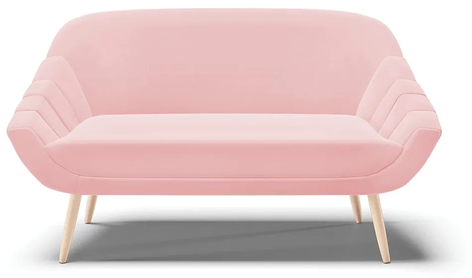 Kit 01 Namoradeira 02 Lugares e 01 Poltrona Giovana Suede Pés Palito Natural - D'Rossi - Rosa Bebê