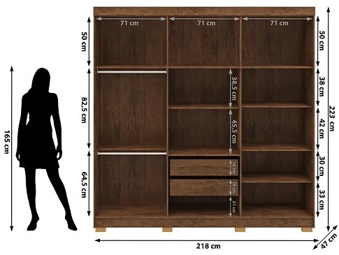 Guarda Roupa Elegance 6 Portas Imbuia/Champanhe - Vila Rica Móveis