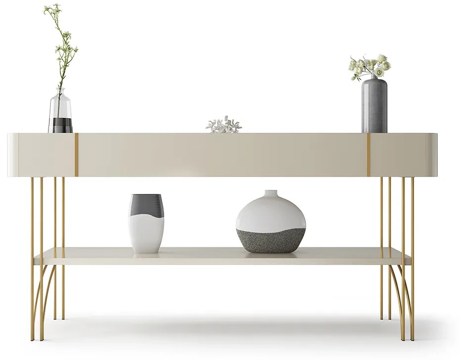 Aparador de Sala com Prateleira Horus H01 - D'Rossi - Off White e Cinamomo