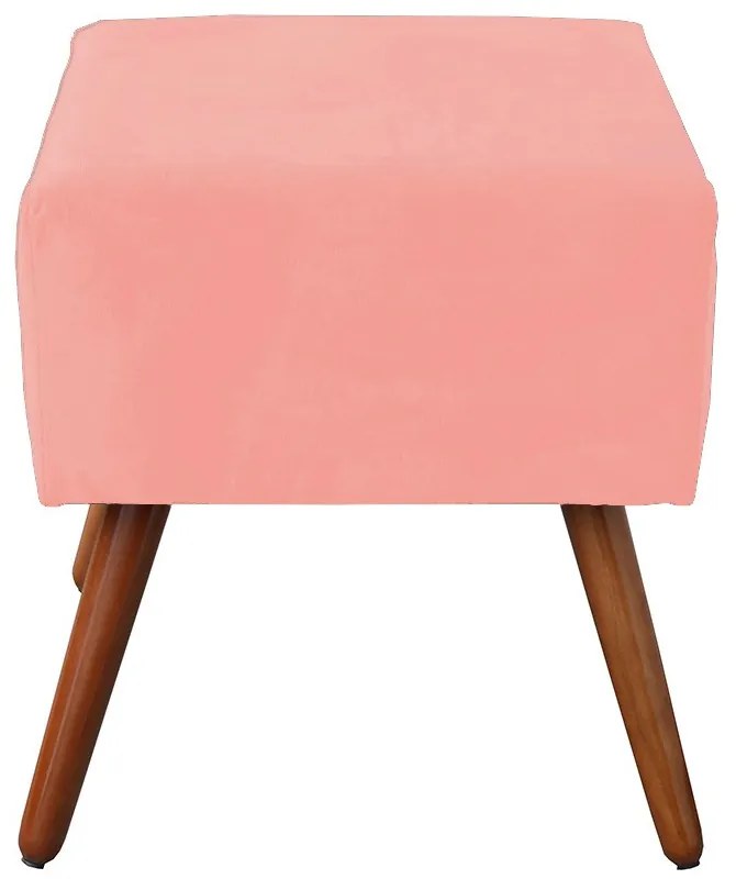 Puff Decorativo Quadrado Malu com Pés Palito Suede Rosê