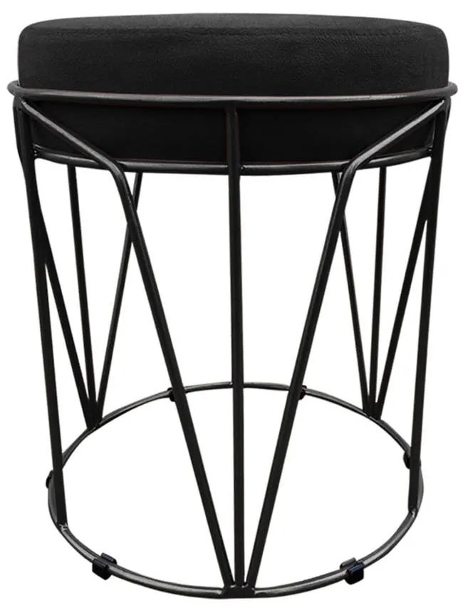 Puff Multiuso com Mesa Babu 2 em 1 Suede Base Preto D'Rossi - Preto