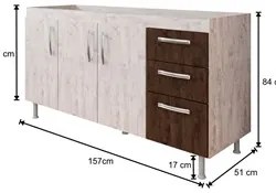 Balcão Gabinete Para Pia 160cm Nathan 3 Portas Rústico/Chocolate - Nat