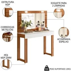Penteadeira Camarim Escrivaninha Gala Cinamomo/Branco - Mobler