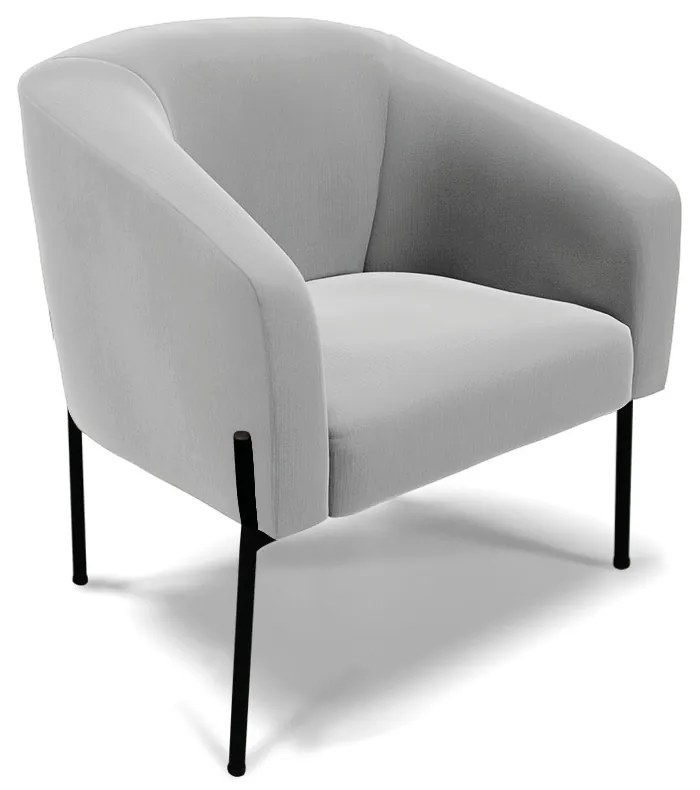 Namoradeira e 2 Poltronas Pé de Ferro Preto Stella Suede D03 - D'Rossi - Cinza