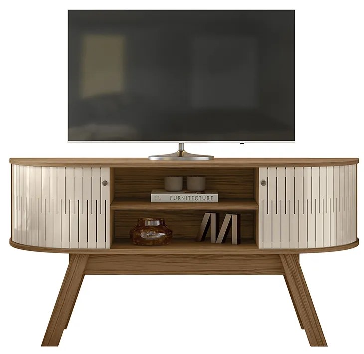 Rack TV 55 Pol 136cm Bancada para Sala Rylan M20 - D'Rossi - Naturale e Off White
