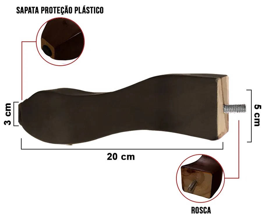 Kit 04 Pés Retro Tabaco 20 cm D10 - D'Rossi