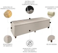 Recamier Baú Estofado Queen 160cm Horus Sintético Bege Z04 - Mpozenato