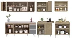 Armário de Cozinha Modulado de Canto 7 Peças CP36 com Pia Inox Castanh