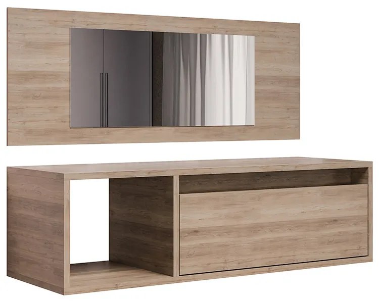 Penteadeira Camarin Suspenso Espelho 1p Nicho Quarto Mayumi 90cm Freijó - D'Rossi