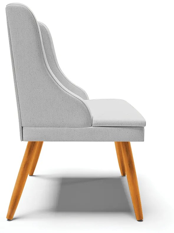 Kit 2 Cadeiras de Jantar Liz Linho Pés Palito Castanho D03 - D'Rossi  - A05 Cinza