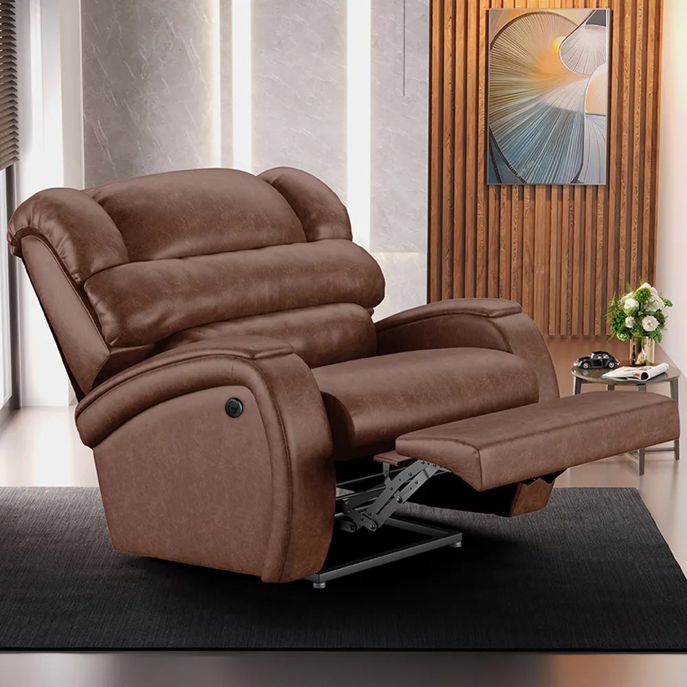 Poltrona do Papai Sala de Cinema Reclinável Kylie Power Elétrica Massagem USB PU Marrom Brilho G23