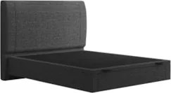 Cama Casal Flutuante Baú Cabeceira 140cm Fly S05 Linho Preto - Mpozena