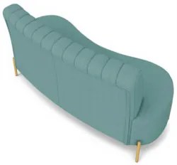 Sofá 2 Lugares 160cm Pés Aço Dourado Tamar Boucle Azul Z08 - Mpozenat