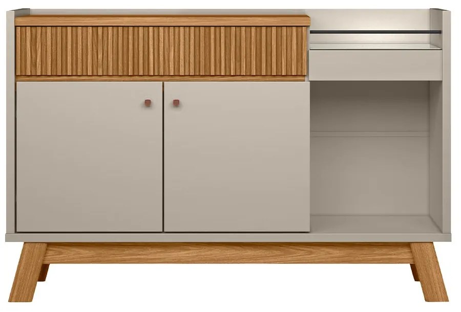 Buffet Aparador Decorativo Modric Detalhe Ripado 133cm Nature/Off White G77 - Gran Belo