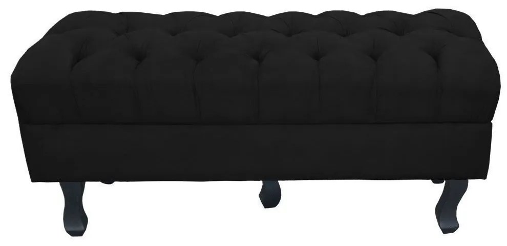 Puff Retro Luis Xv Capitonê 1 Metro Suede Preto - D'Rossi