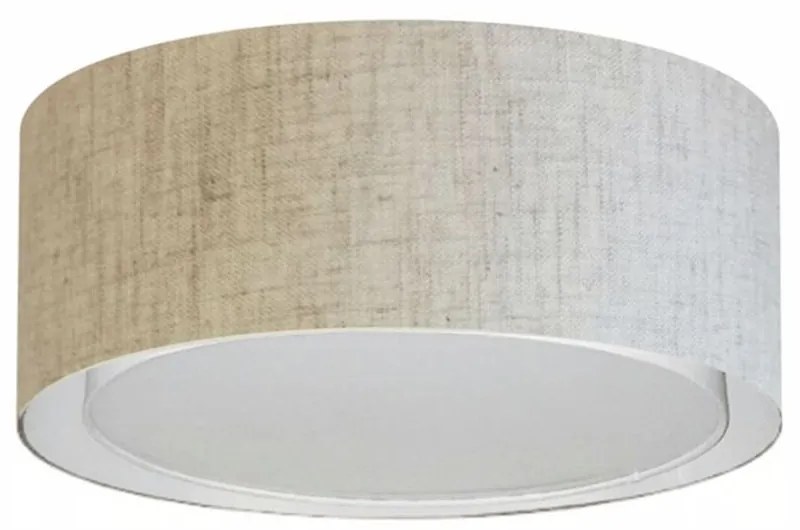 Plafon Duplo Cilíndrico Md-3036 Cúpula em Tecido 50x25cm Rústico Bege - Bivolt