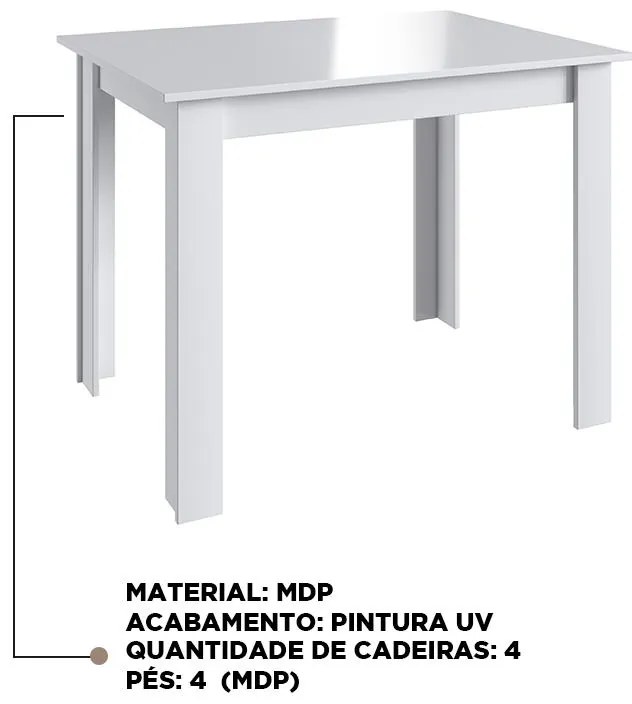 Mesa De Jantar Fixa Multiuso 100x70 Cm Em Mdp - Branco