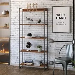 Estante Livreiro Dynamica Industrial 80cm 5 Prateleiras C08 Nogal - Mp