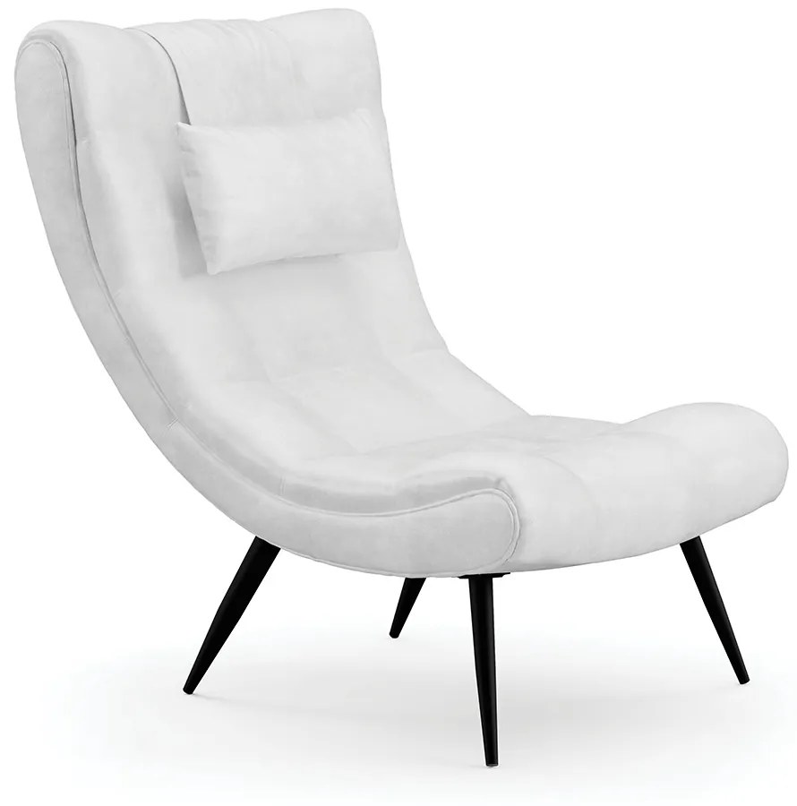 Poltrona Decorativa Sala de Estar Pés Palito Letty PU Branco G19 - Gran Belo